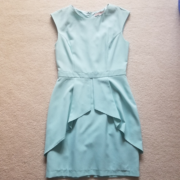Light teal peplum sheath dress - Picture 1 of 5